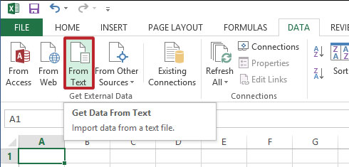 FIRST STEP IN EXCEL TO IMPORT DATA FROM TMOR